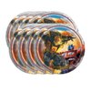 Unique Transformers Party Supplies Bundle Pack includes 24 Dessert Cake Paper Plates and 1 Dinosaur Sticker Sheet