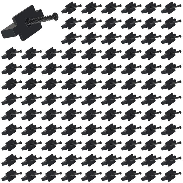 100 Pack Hidden Fasteners Nylon Clips Composite Decking Fasteners with Mounting Screws for Deck Fastening for Deck Boards, Wood Deck Frames and Other Grooved Composite Decks