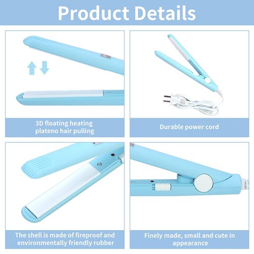 2 in 1 Mini Hair Straightener, Mini Flat Iron for Short Hair, Mini Straightener, Ceramic Tourmaline Plate Flat Iron Heating Curler Small Lightweight Portable Travel Size Straightening Iron (US-#3)