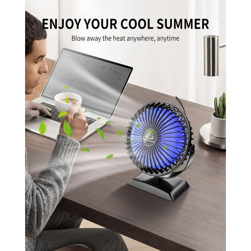 USB Desk Fan, Mini Fan but Powerful, Portable USB Fan with 3 Speeds, Quiet Table Personal Fan, 360°Rotate Coolness, Small Table Fan for Home,Office, Bedroom, Desktop,Travel, USB Powered, Black