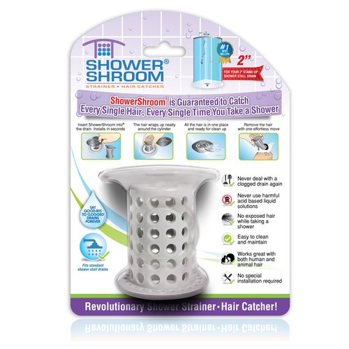 ShowerShroom the Revolutionary 2" Stand-Up Shower Stall Drain Protector Hair Catcher/Strainer, Gray