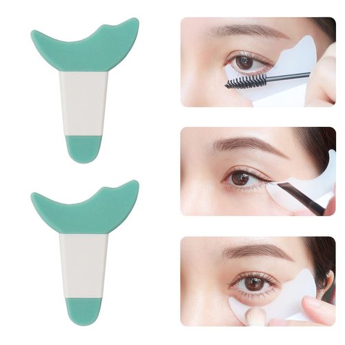 LORMAY 2 Pcs Mascara and Eye Shadow Guard Shield, Auxiliary Multifuntion Tool Pad for Eyelash and Cat Eyes Makeup (Mint Green)