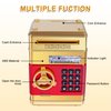 GuDoQi Piggy Bank, Electronic Money Bank, Safe Mini ATM Cash Coin Can, Auto Scroll Paper Money Saving Box, Great Birthday for Kids, Gold