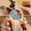 10pcs Hand-Working Sewing Thimble, Adjustable Metal Finger Shield Ring, Leather Coin Finger Protectors, Sewing Thimble Rings Cap Metal Shield for Knitting Quilting DIY Craft Tools