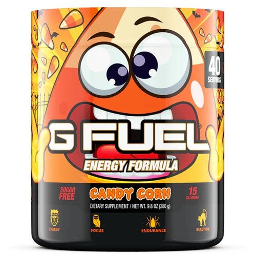 G Fuel Candy Corn Energy Drink Powder, Pre Workout Caffeine Powder, Energy Powder Drink Mix for Gaming, Sugar Free Focus Amino, Vitamin + Antioxidants, 9.8oz (Candy Corn, 40 Servings)