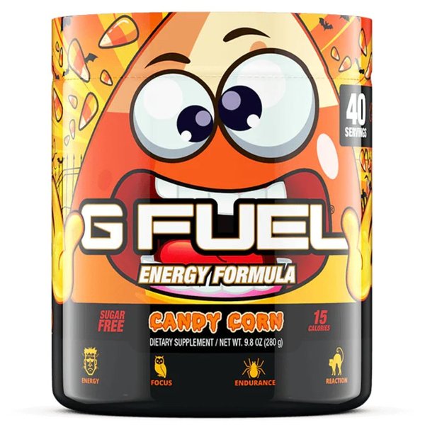 G Fuel Candy Corn Energy Drink Powder, Pre Workout Caffeine Powder, Energy Powder Drink Mix for Gaming, Sugar Free Focus Amino, Vitamin + Antioxidants, 9.8oz (Candy Corn, 40 Servings)