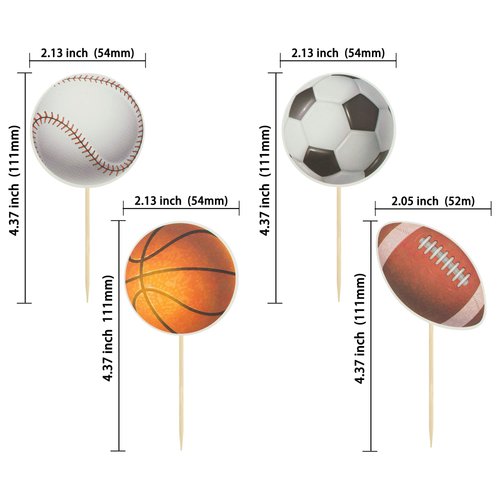 Gyufise 36 Pack Sports Cupcake Toppers Baseball Rugby Cupcake Picks Basketball Toothpicks Soccer Ball Football Cake Decor for Boy Happy Birthday For Sports Ball Game Theme Party Supplies Decoration …