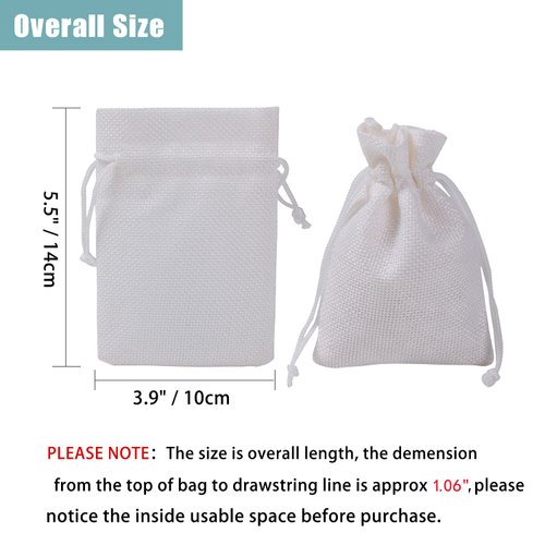 Bezall 20Pcs Burlap Bags with Drawstring, 3.9 x 5.5 inch White Small Linen Gift Bags Jewelry Pouches Sacks for Christmas, Wedding Favors, Party, DIY Craft