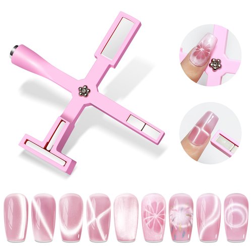 SUPWEE Pink 5 in 1 Nail Magnet Tool for Cat Eye Gel Nail Polish Multi-Function Magnetic Stick for...