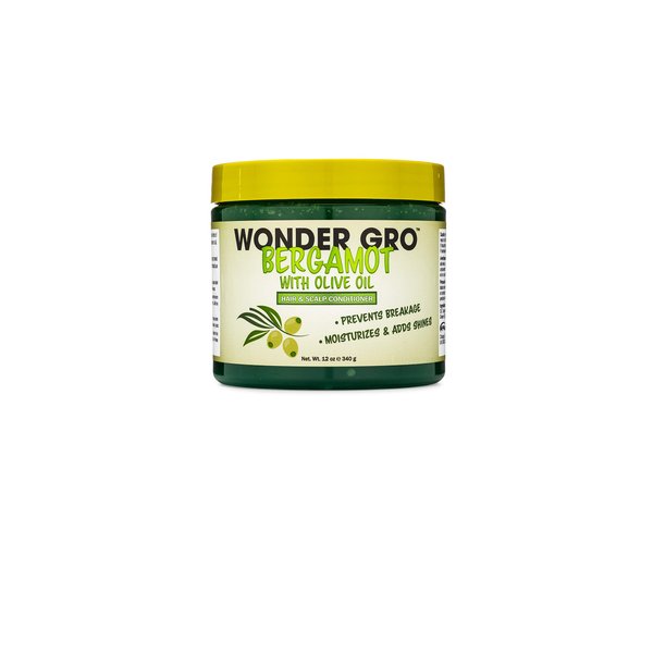 Bergamot with Olive Oil Hair Grease Styling Conditioner, 12 fl oz - Prevents Breakage - Moisturizes & Adds Shine by Wonder Gro