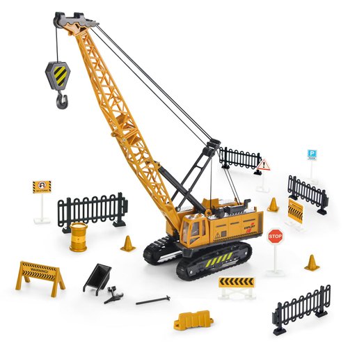 Joyfia 1: 55 Scale Crawler Crane Toy with Operating Buttons, Kids Construction Crane Vehicle Alloy Model Car, Boys Outdoor Sandbox Truck Toys Playset, Toddlers 3-8 Years Old Gifts