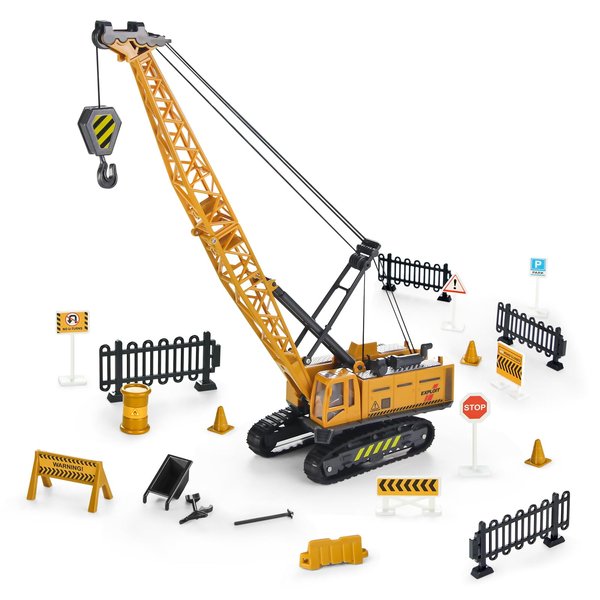 Joyfia 1: 55 Scale Crawler Crane Toy with Operating Buttons, Kids Construction Crane Vehicle Alloy Model Car, Boys Outdoor Sandbox Truck Toys Playset, Toddlers 3-8 Years Old Gifts