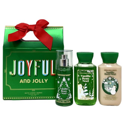 Generic Bath and Body Work VANILLA BEAN NOEL Joyful And Jolly Festive Trio Gift Box Set - Travel Size