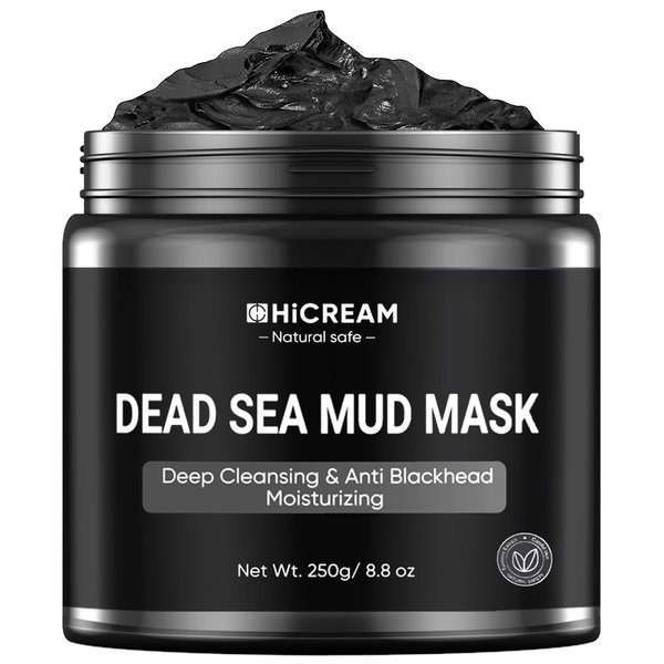 Hicream Dead Sea Mud Mask for Face and Body - Natural Face and Skin Care -Deep Cleansing Clay Mask for Acne,Blackheads, Whitehead,Oily Skin, Minimize Pores,Moisturizing -for Women & Men-8.8 oz/250g