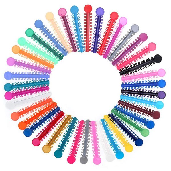 1040 Pcs Multicolored Braces Rubber Bands Orthodontic Ligature Ties O-Rings Elastic Bands for Braces (Color)