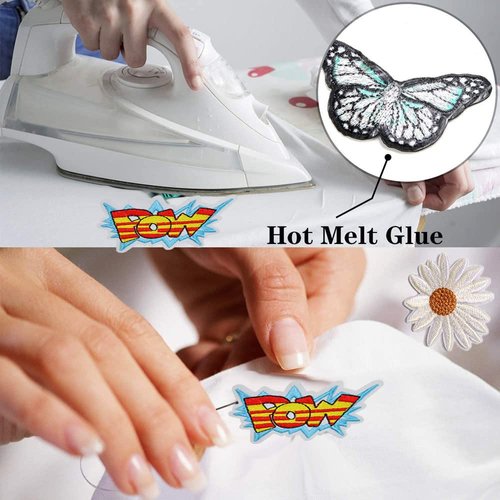 MENGSOOD Embroidered Patches Colorful Cute Cartoon Iron-On Appliques Assorted Decorative Embroidery Sew-On Patch for Clothing Dress Hat Jeans DIY Accessories (Logo)