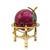 Unique Art 6-Inch Tall Pink Rubilite Pearl Swirl Ocean Mini Table Top Gemstone World Globe with Gold Tripod