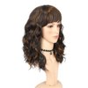 WIGNEE Natural Wave Wigs with Bangs Ombre Brown Curly Bob Wig for Black Women Mixed Brown Hightlights Wig for Women Shoulder Length Wavy Synthetic Wigs(14 Inch)