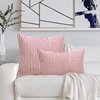 YCOLL Farmhouse Pillow Covers 18x18, Boho Throw Pillow Covers Set of 2, Red and Cream Striped Linen Decorative Pillows Cushion Covers for Couch Sofa Bedroom