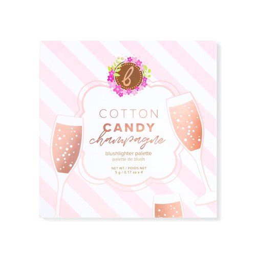 Beauty Bakerie Powder Blush Makeup Palette for Face & Cheeks, Matte and Metallic Highlighter Make up Set, 4 Highlight Shades, Cotton Candy Champagne