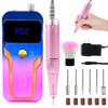 Professional Electric Nail Drill ANGNYA 35000RPM Portable Rechargeable E-File Drill Machine Cordless Nail Drills for Acrylic Nails with 6 Bits Sanding Bands and Dust Brush for Nail Polishing Removing