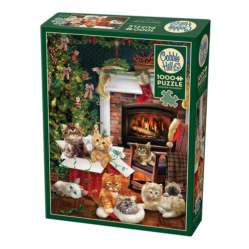Cobble Hill 1000 Piece Puzzle - Christmas Kittens - Sample Poster Included