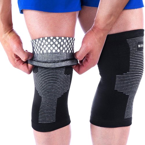 Mava Sports Reflexology Knee Compression Sleeve for Men and Women - Effective Support for Joint Pain, Arthritis Relief, Recovery and Blood Circulation - Great for Running and Walking