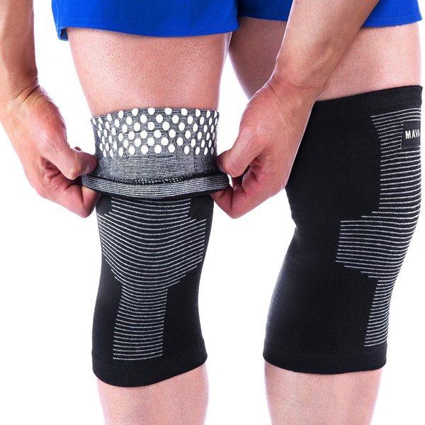 Mava Sports Reflexology Knee Compression Sleeve for Men and Women - Effective Support for Joint Pain, Arthritis Relief, Recovery and Blood Circulation - Great for Running and Walking