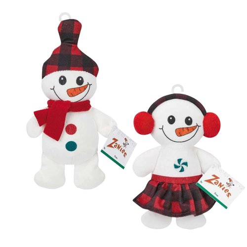 MPP Dog Toy Buffalo Plaid Snow Kids Adorable Holiday Plush Cheerful Cozy Winter Play (Full Set - Both Toys)