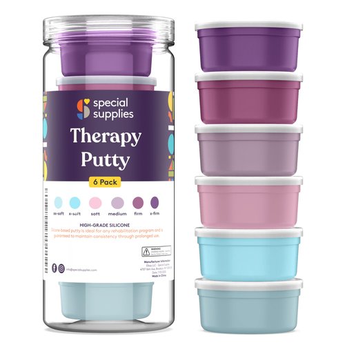 Special Supplies Therapy Putty for Kids and Adults - Resistive Hand Exercise Stress Relief Therapy Putty Kit, Set of 6 Strengths, 3 Ounces of Each Putty - Unicorn Colors