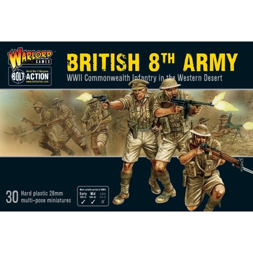 Warlord Bolt Action 8th Army Infantry Commonwealth Infantry Western Desert 1:56 WWII Military Wargaming Plastic Model Kit, Small