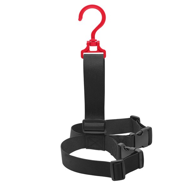 SAMSFX Fishing Wader Boot Hanger Hanging Strap Belt with Swivel Hook (Plastic Hook, Red)