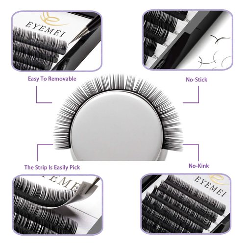 Eyelash Extensions 0.20mm D Curl 15mm Black Natural Faux Mink Eyelash Extensions Single length 3D False Eyelashes Professional Use by EYEMEI