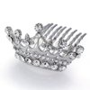 Decorative Hair Comb Miniture Princess Tiara Rhinestone Crystal Flowers Bridal Hair Comb, White