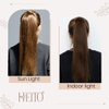 Hetto Natural Brown Human Hair Ponytail Extensions #4 Chocolate Brown Clip in Ponytail Hair Extensions Remy Hair 16 Inch 80g Straight Ponytail Hair Piece