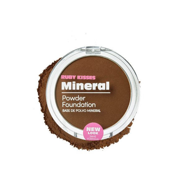Ruby Kisses Mineral Pressed Powder Foundation, Medium to Full Coverage Natural Finish 0.35 Ounce (Cognac)