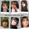 FERCAISH Front Hair Bangs Wigs Hair Clip, Front Hair Bangs Fringe Hair Extensions with Temples Wigs Synthetic Wigs Headband for Women Girls (Dark brown)