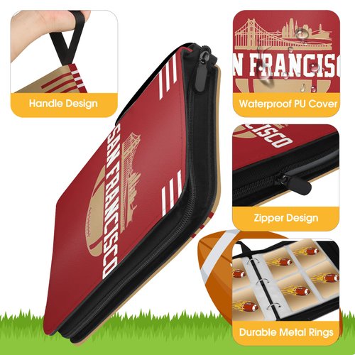 KivolFun San Francisco Football Card Binder with Sleeves, 400 Pocket, 3 Ring, Waterproof, Dustproof, Durable