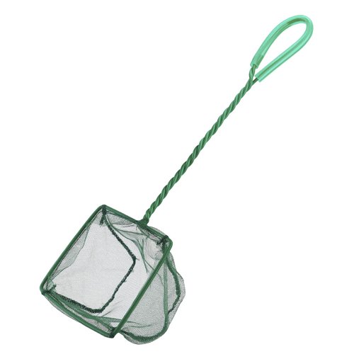 Pawfly 4 Inch Aquarium Fish Net with Braided Metal Handle Small Square Net with Soft Fine Mesh Sl...