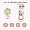 Crochet Bunny Rattle for Baby, Soft Baby Rattle Toys Wooden Ring Rattle for Toddlers Cute Rattle Toy Boy Girl First Rattle Gift Perfect Baby Shower Gift for Moms & Babies, #3 Bunny