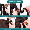 EMMOR Long Braided Ponytail Extension with Hair Straight Wrap Around Ponytail Hair Extensions with Hair Tie Soft healthy Synthetic Hair Piece for Women girls Daily(33 inch Ash Blonde）