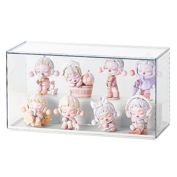 Acrylic Clear Display Box for Doll Toy Collectibles, 2 Layer Adjustable Acrylic Display Case, Stackable Display Box Showcase,Miniature Figurines Dustproof Protection Storage & Organizing