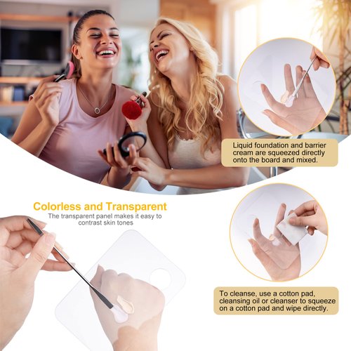 SMOLOUU Acrylic Cosmetic Makeup Palette, Makeup Mixing Tray with Makeup Spatula Metal Mirror for Beauty Salon Color Cream Liquid Foundation Mixing Palette (10 Pcs Makeup Spatula Sets)