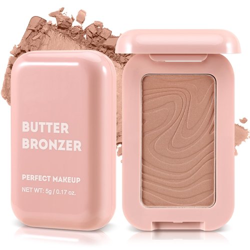 Boobeen Soft Matte Bronzer, Contour Palette Powder for Face, Bronzing Powder Natural Blush Powder for Contouring, Long-lasting Buildable, Bronzed Shimmer