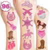 100PCS Disco Cowgirl Temporary Tattoos Stickers Themed Pink Western Horse Rodeo Birthday Party Supplies Favors Decorations Preppy Y2K Tattoo Sticker Gifts For Women Girls School Prizes Carnival