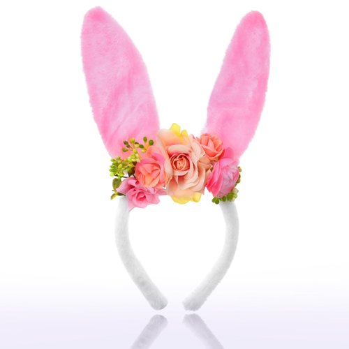 QDTK Easter Bunny Ears Headband Cute Spring Flower Crown Head Band Floral Rabbit Fairy Headpiece ...