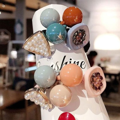 Ewanda store 4 Pcs Pearl Hair Ties Rhinestone Ponytail Holder Hair Ropes Elastic Hair Band Stretchy Flower Headwears Hair Accessories for Women Girls