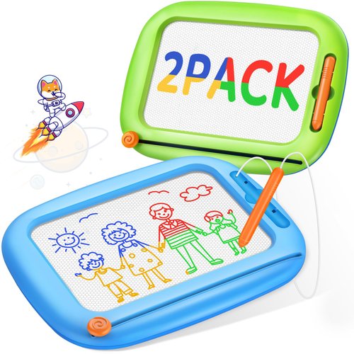 Toidgy 2 Packs Magnetic Drawing Board for Kids, Toddler Toys Age 1-2 & 2-3 Boys Girls, Doodle Board for Toddlers 1-3, Educational Learning Toys for 1 2 3 Year Old Baby, Ideal Christmas Birthday Gifts
