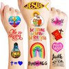 Easter Religious Temporary Tattoos bible verse scripture Holy Week Christian Faith Jesus Cross Themed Stickers for Kids Adult Party Supplies Decorations Favors and Prizes Gifts for Boys and Girls