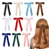 Satin Hair Bows for Women - 10pcs Silky Women Hair Bow Clips Ponytail Holders Hair Ribbon for Women Girls